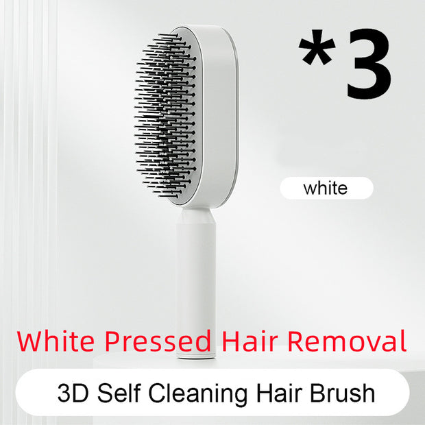 Self-Cleaning Hair Brush for Women - One-Key Cleaning Hair Loss Airbag Massage Scalp Comb Anti-Static Hairbrush (Multiple Colors