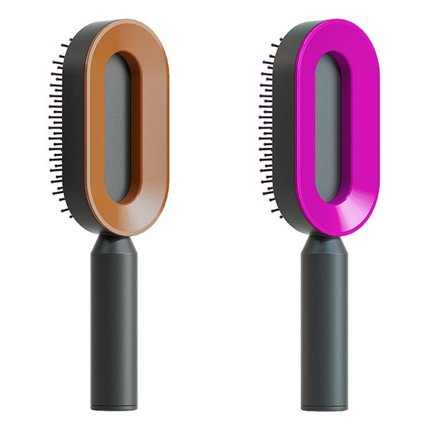 Self-Cleaning Hair Brush for Women - One-Key Cleaning Hair Loss Airbag Massage Scalp Comb Anti-Static Hairbrush (Multiple Colors