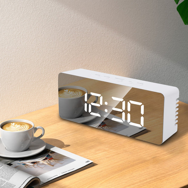 "LED Mirror Digital Desktop Clock with USB power"