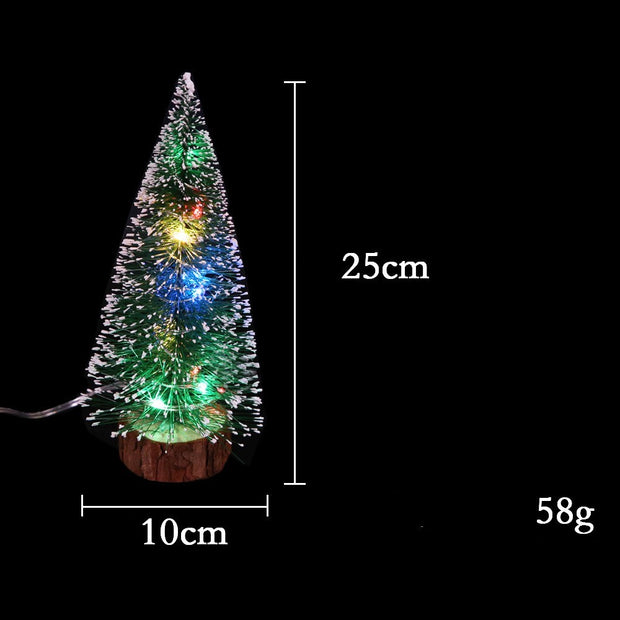 LED lights mini Christmas tree on table setup