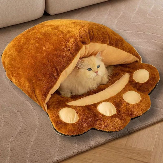 Winter warm bear paw cat bed`