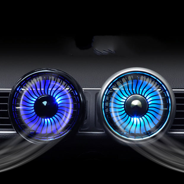 Silver version of mini car fan