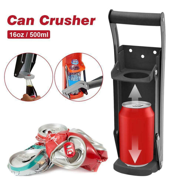 500ml can crusher and bottle opener in use