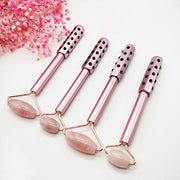 4-piece rose pink face roller and massager set