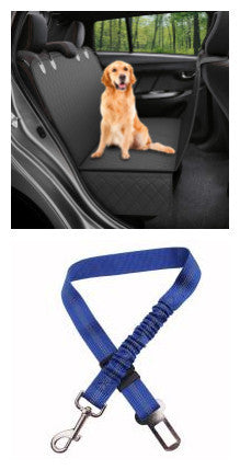 Foldable dog car protector with storage pocket.