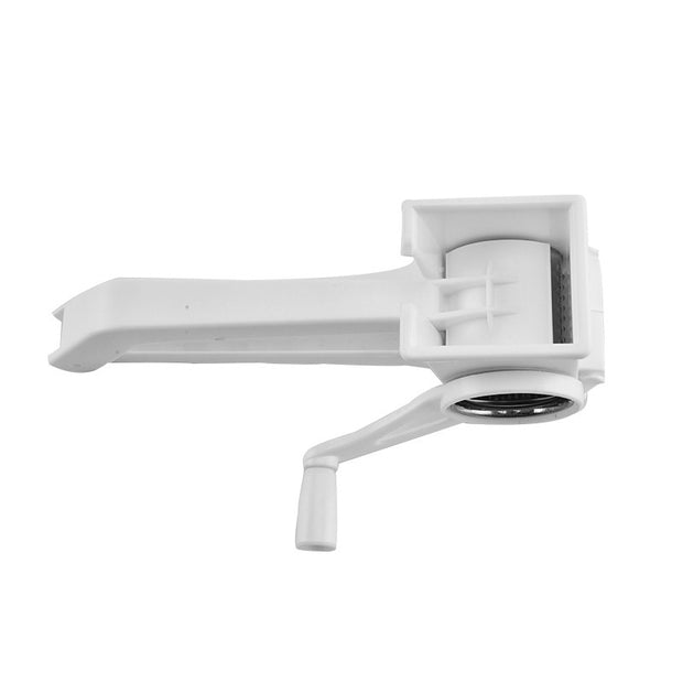 "White plastic and steel rotary cheese shredder