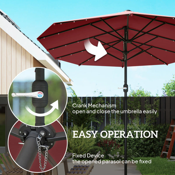Red beach umbrella with LED light feature