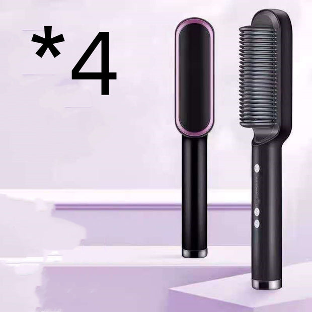 2-in-1 Hair Straightener & Curler Brush – Portable Ceramic Styling Tool (2PCS Set)