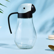 Glass and stainless steel olive oil bottle