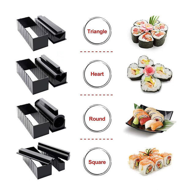 “10-piece plastic sushi shaper kitchen tool”