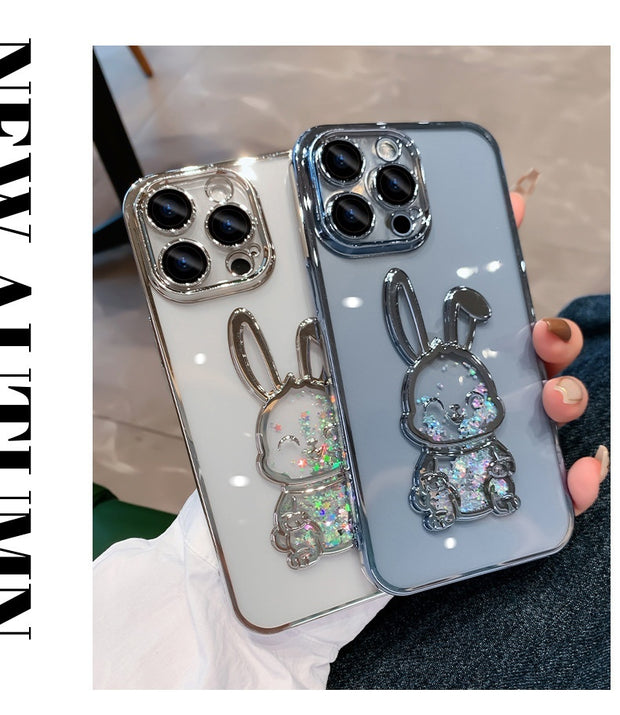 Cute rabbit quicksand case drop resistant
