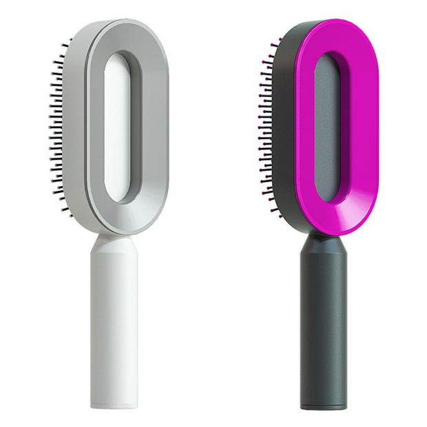 Self-Cleaning Hair Brush for Women - One-Key Cleaning Hair Loss Airbag Massage Scalp Comb Anti-Static Hairbrush (Multiple Colors