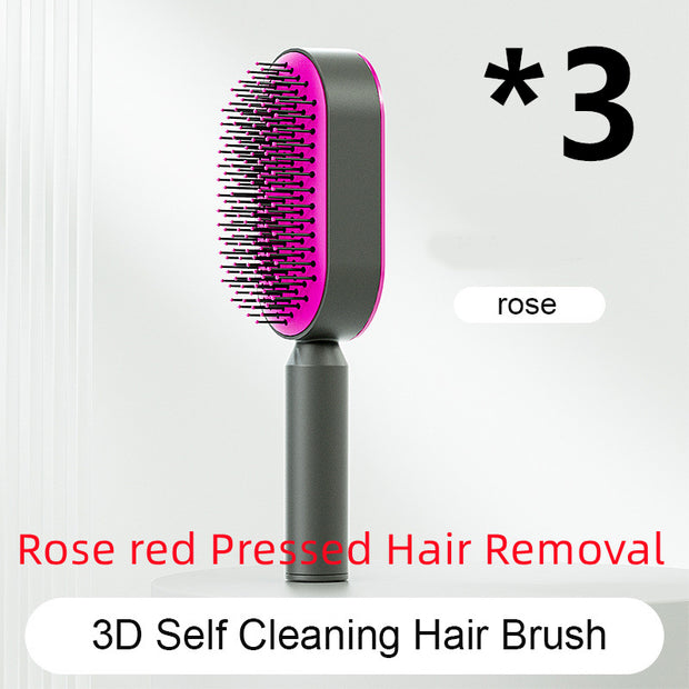 Self-Cleaning Hair Brush for Women - One-Key Cleaning Hair Loss Airbag Massage Scalp Comb Anti-Static Hairbrush (Multiple Colors