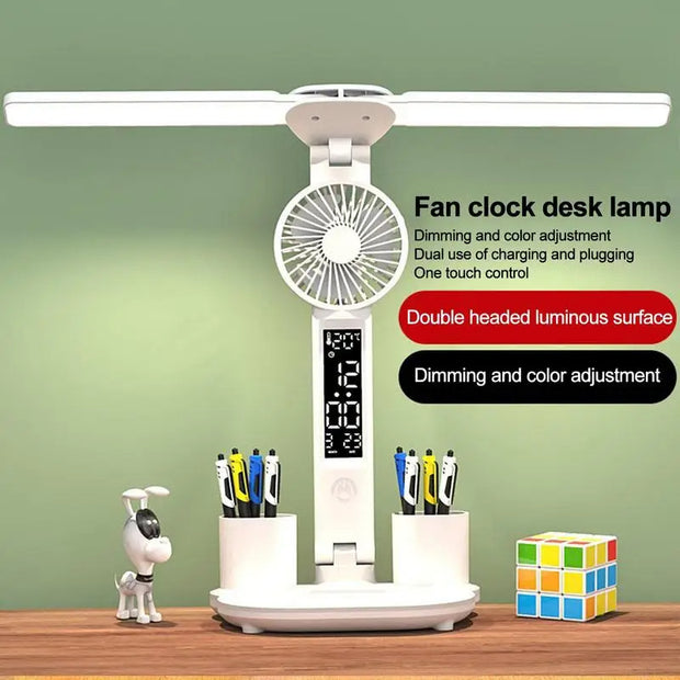 White foldable LED lamp with cooling fan