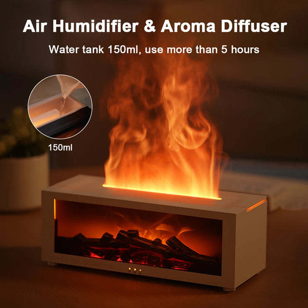 Colorful flame humidifier with remote control
