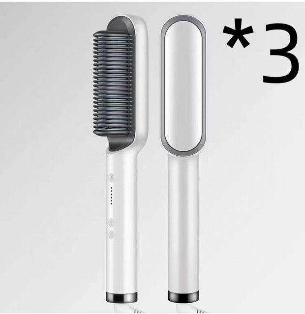 2-in-1 Hair Straightener & Curler Brush – Portable Ceramic Styling Tool (2PCS Set)