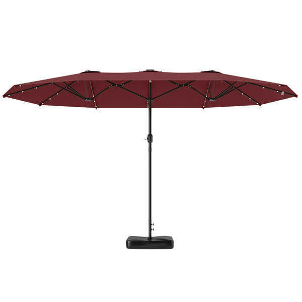 Elegant wine red outdoor umbrella day and night