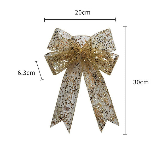 Christmas Bow Ribbon Mesh - Decorative Champagne Scramble Finish for Holiday Decor`