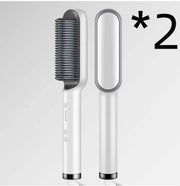 2-in-1 Hair Straightener & Curler Brush – Portable Ceramic Styling Tool (2PCS Set)