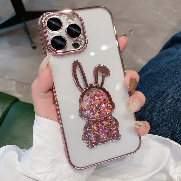 Black rabbit glitter iPhone cover