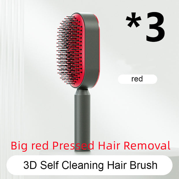 Self-Cleaning Hair Brush for Women - One-Key Cleaning Hair Loss Airbag Massage Scalp Comb Anti-Static Hairbrush (Multiple Colors