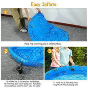 Inflatable Swimming Pool 51x13In for Kids – Foldable Family Pool for 3 Children