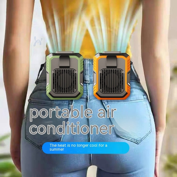 Portable waist fan worn at the back