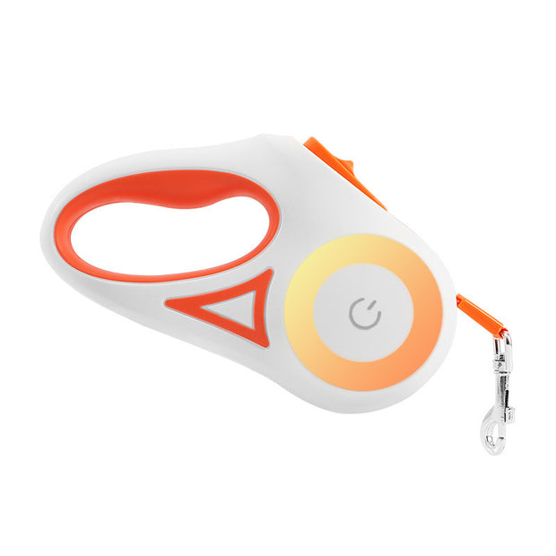 Orange retractable dog leash for small breed pets`