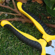 Grey and red pruning shears for plant care