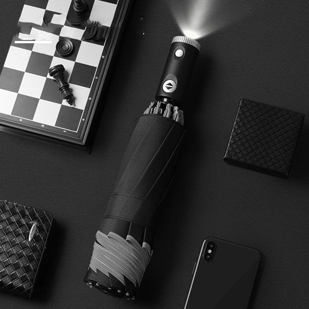 Reverse umbrella folded with LED light