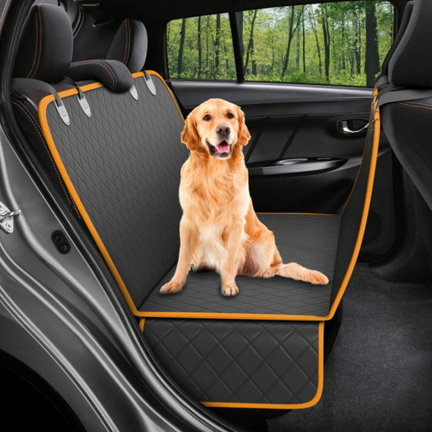 Hammock-style pet travel car seat cover.