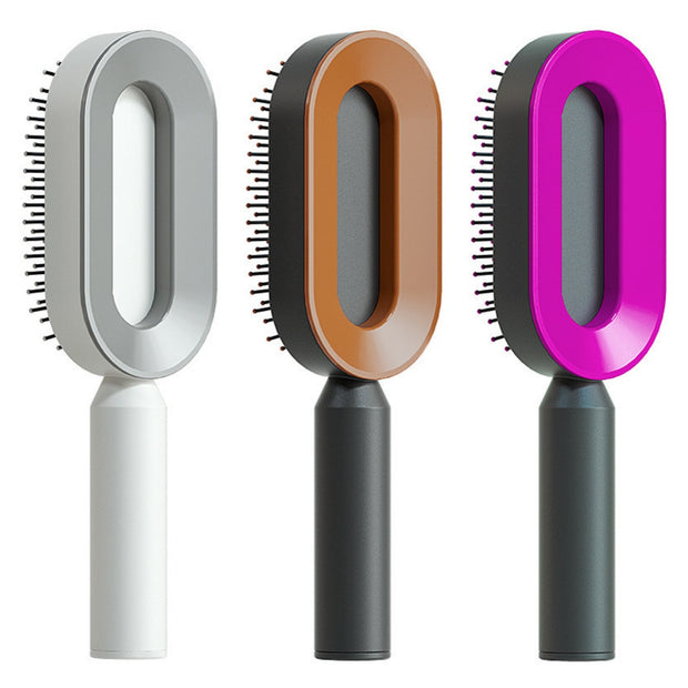 Self-Cleaning Hair Brush for Women - One-Key Cleaning Hair Loss Airbag Massage Scalp Comb Anti-Static Hairbrush (Multiple Colors