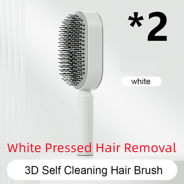 Self-Cleaning Hair Brush for Women - One-Key Cleaning Hair Loss Airbag Massage Scalp Comb Anti-Static Hairbrush (Multiple Colors