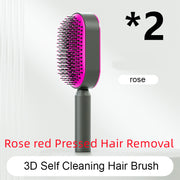Self-Cleaning Hair Brush for Women - One-Key Cleaning Hair Loss Airbag Massage Scalp Comb Anti-Static Hairbrush (Multiple Colors