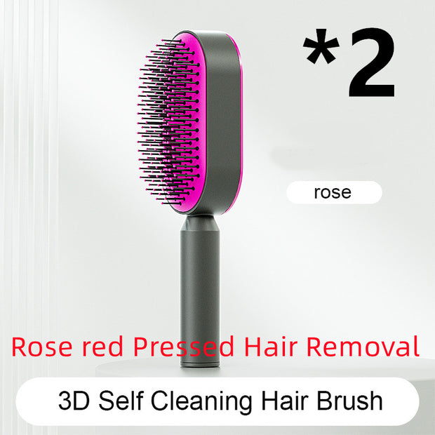 Self-Cleaning Hair Brush for Women - One-Key Cleaning Hair Loss Airbag Massage Scalp Comb Anti-Static Hairbrush (Multiple Colors