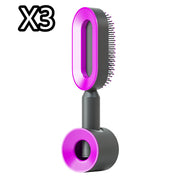Self-Cleaning Hair Brush for Women - One-Key Cleaning Hair Loss Airbag Massage Scalp Comb Anti-Static Hairbrush (Multiple Colors