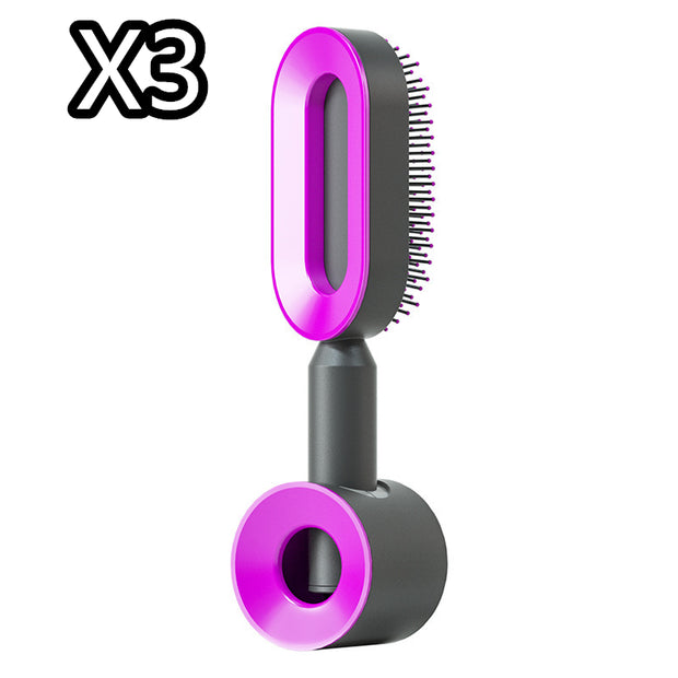 Self-Cleaning Hair Brush for Women - One-Key Cleaning Hair Loss Airbag Massage Scalp Comb Anti-Static Hairbrush (Multiple Colors