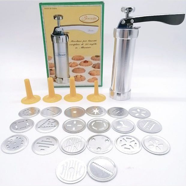 "Cookie press packaging and nozzle designs"