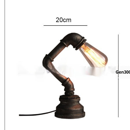 Retro Industrial Pipe Table Lamp – Vintage Bedside Light for Home & Bar Decor