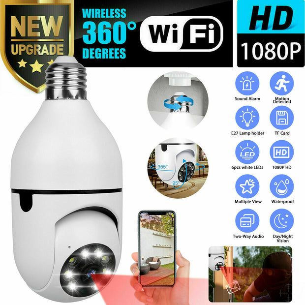 E27 Light Bulb Security Camera front view