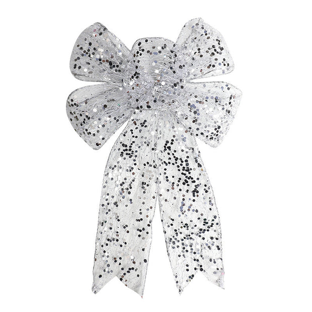 Christmas Bow Ribbon Mesh - Decorative Champagne Scramble Finish for Holiday Decor`