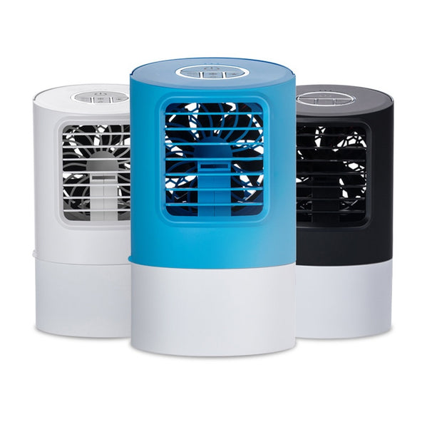 Blue humidifying desktop air conditioner fan