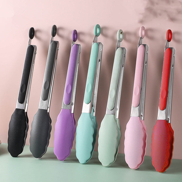 "Multiple color silicone kitchen tongs