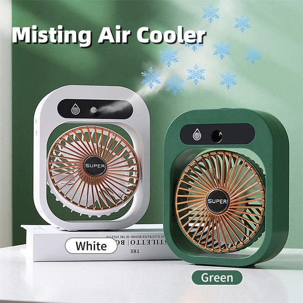 Portable cooling air fan in green color for summer relief