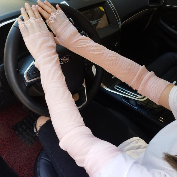 Sun Protection Gloves Women's Extended UV Protection Ice Silk Arm Protector Sleeves