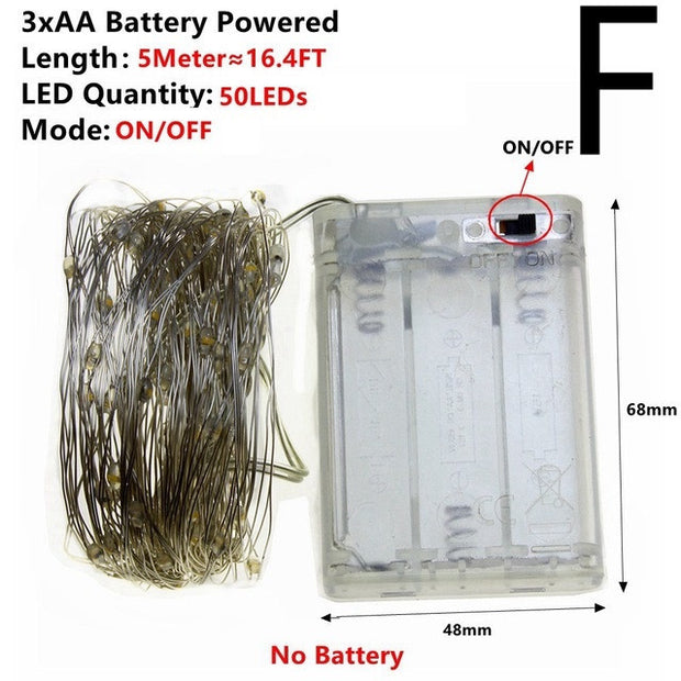 Copper wire fairy lights for Christmas tree and home décor