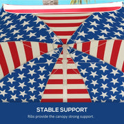 "UV40+ ventilated beach umbrella with American flag design – portable and wind-resistant sunshade"