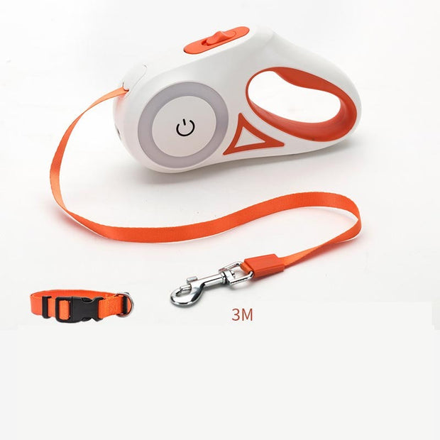 Retractable pet lead with one-button brake control`