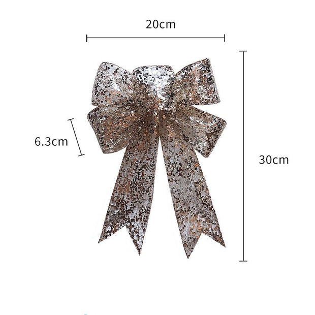 Christmas Bow Ribbon Mesh - Decorative Champagne Scramble Finish for Holiday Decor`