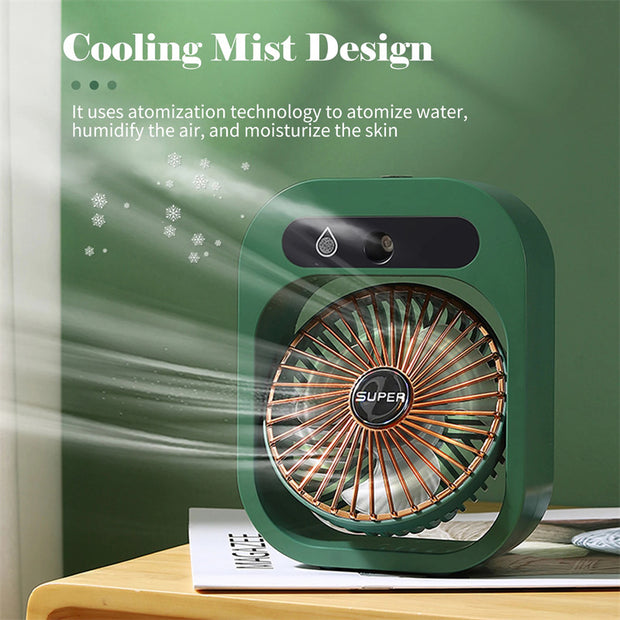 Rechargeable air misting fan – green and white options